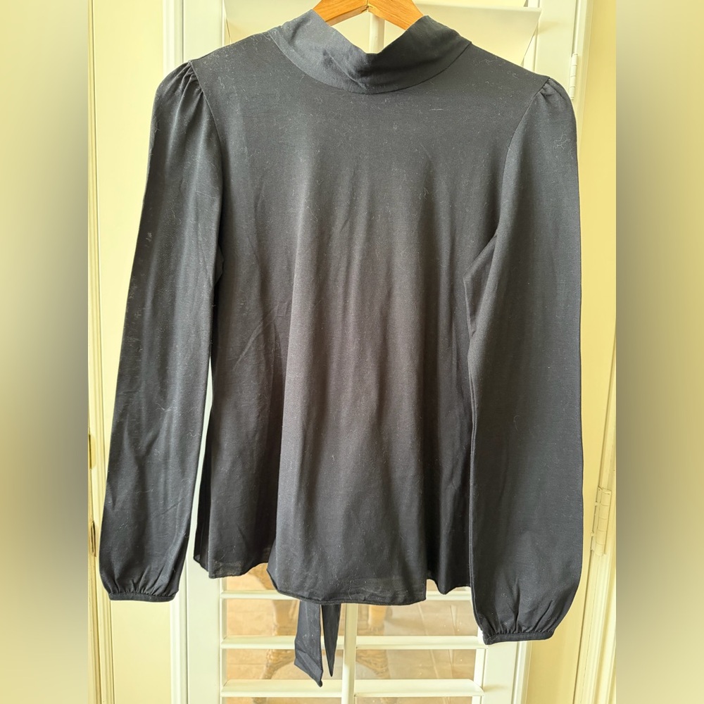 Carolina Herrera Black Long-Sleeve Mock Neck Blouse
